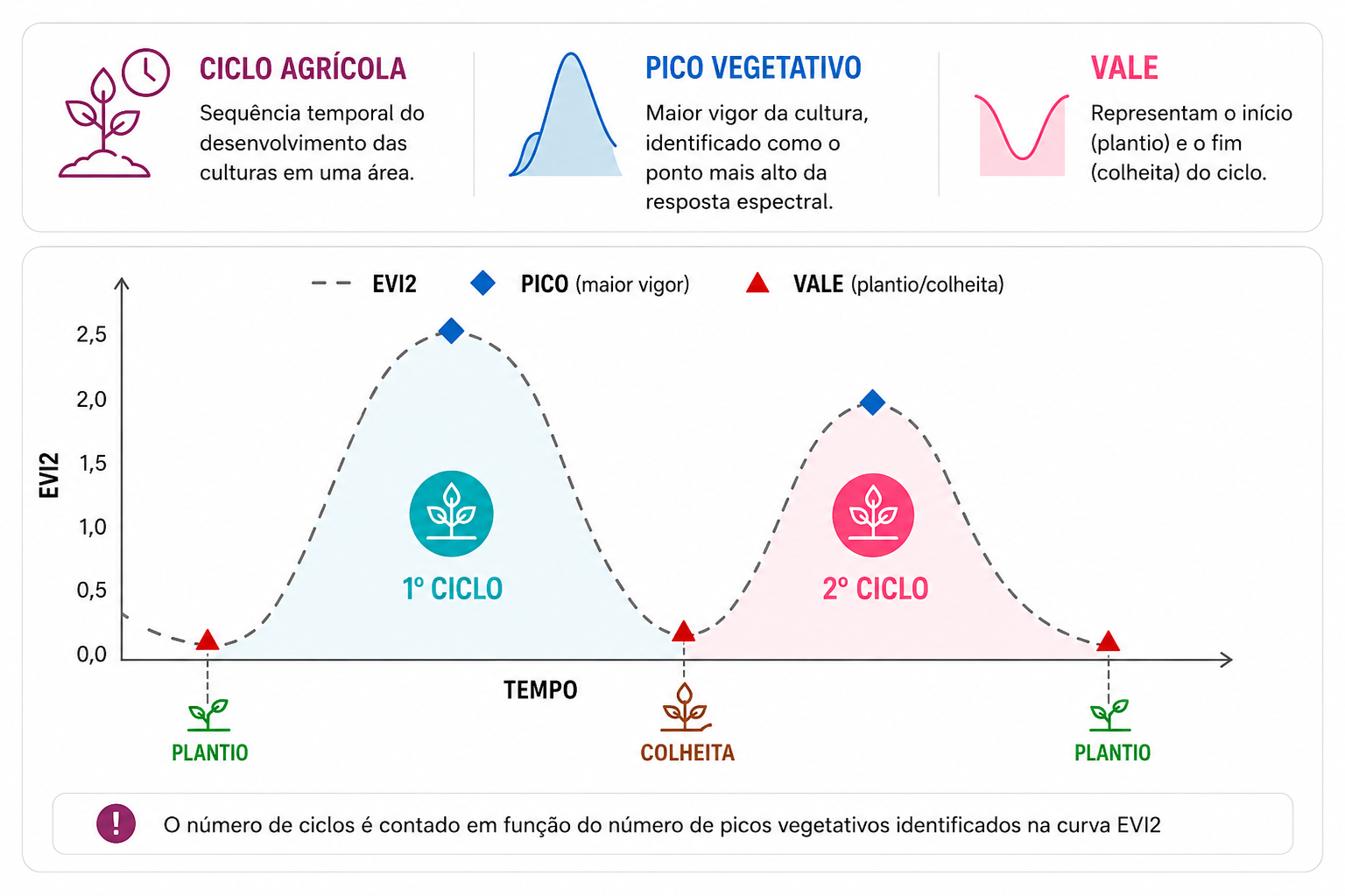 Metodologia de mapeamento de frequência anual de cultivos — análise temporal EVI2