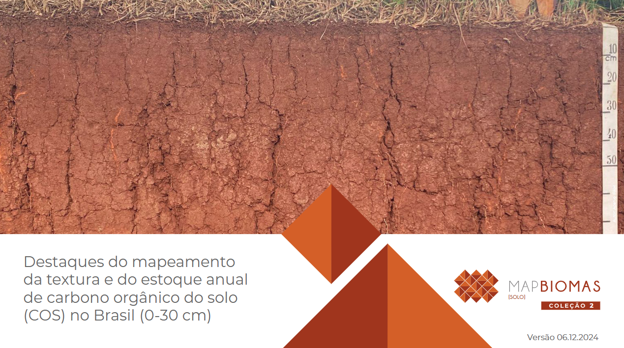 Destaques do mapeamento da textura e do estoque anual de carbono orgânico do solo (COS) no Brasil (0-30cm)