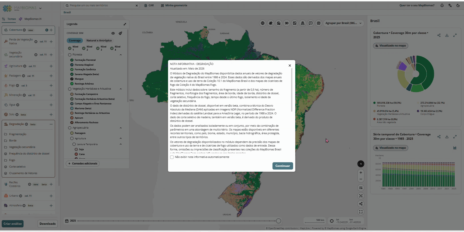 Tutorial de acesso aos dados de Tamanho de Fragmentos na Plataforma MapBiomas